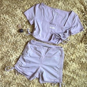 Full Send matching activewear set, size Medium, lilac purple, rare and like new